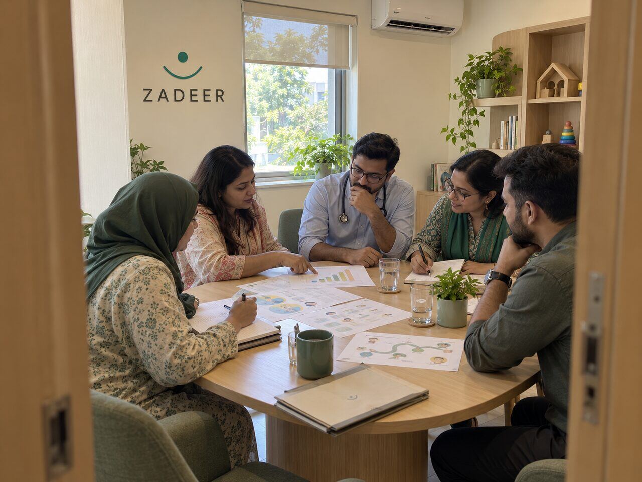 The AL ZADEER multidisciplinary board reviewing a child’s development plan